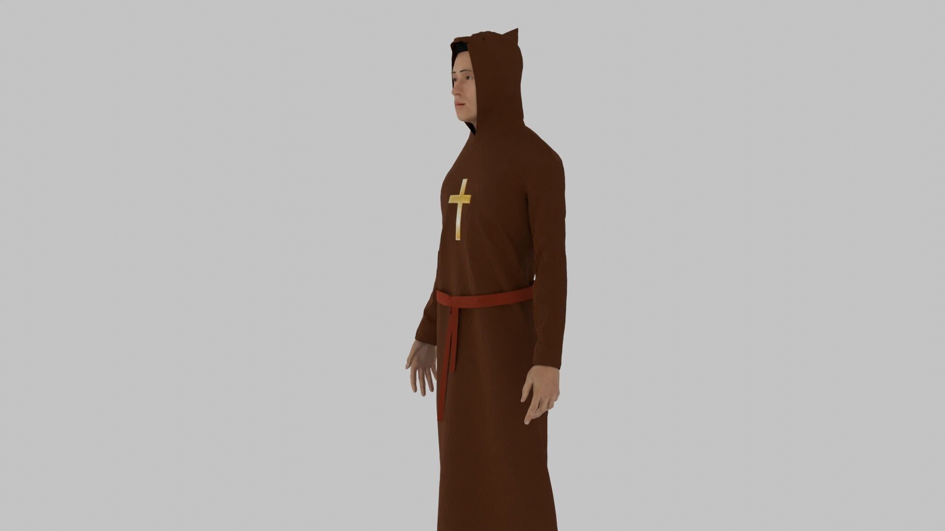 Priest monk in robe Low-poly 3D model_7