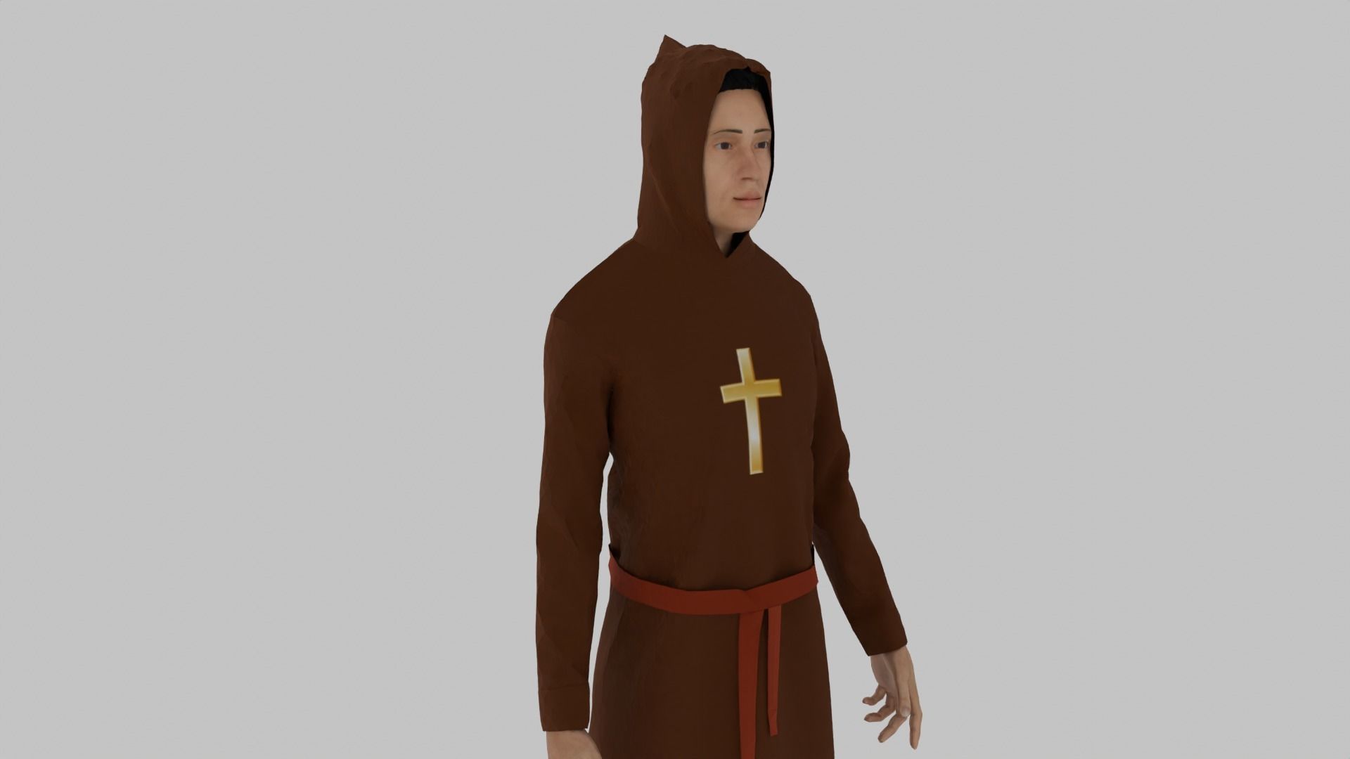 Priest monk in robe Low-poly 3D model_6