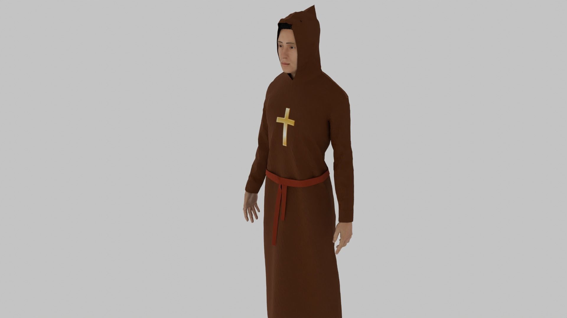 Priest monk in robe Low-poly 3D model_4