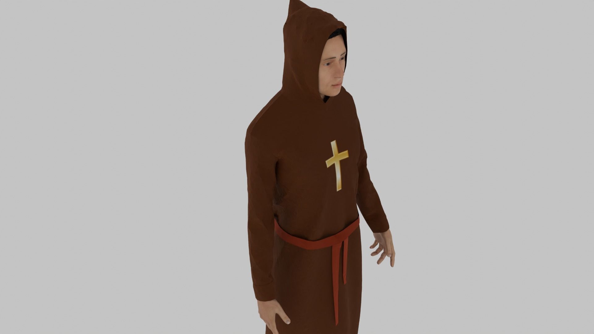 Priest monk in robe Low-poly 3D model_5