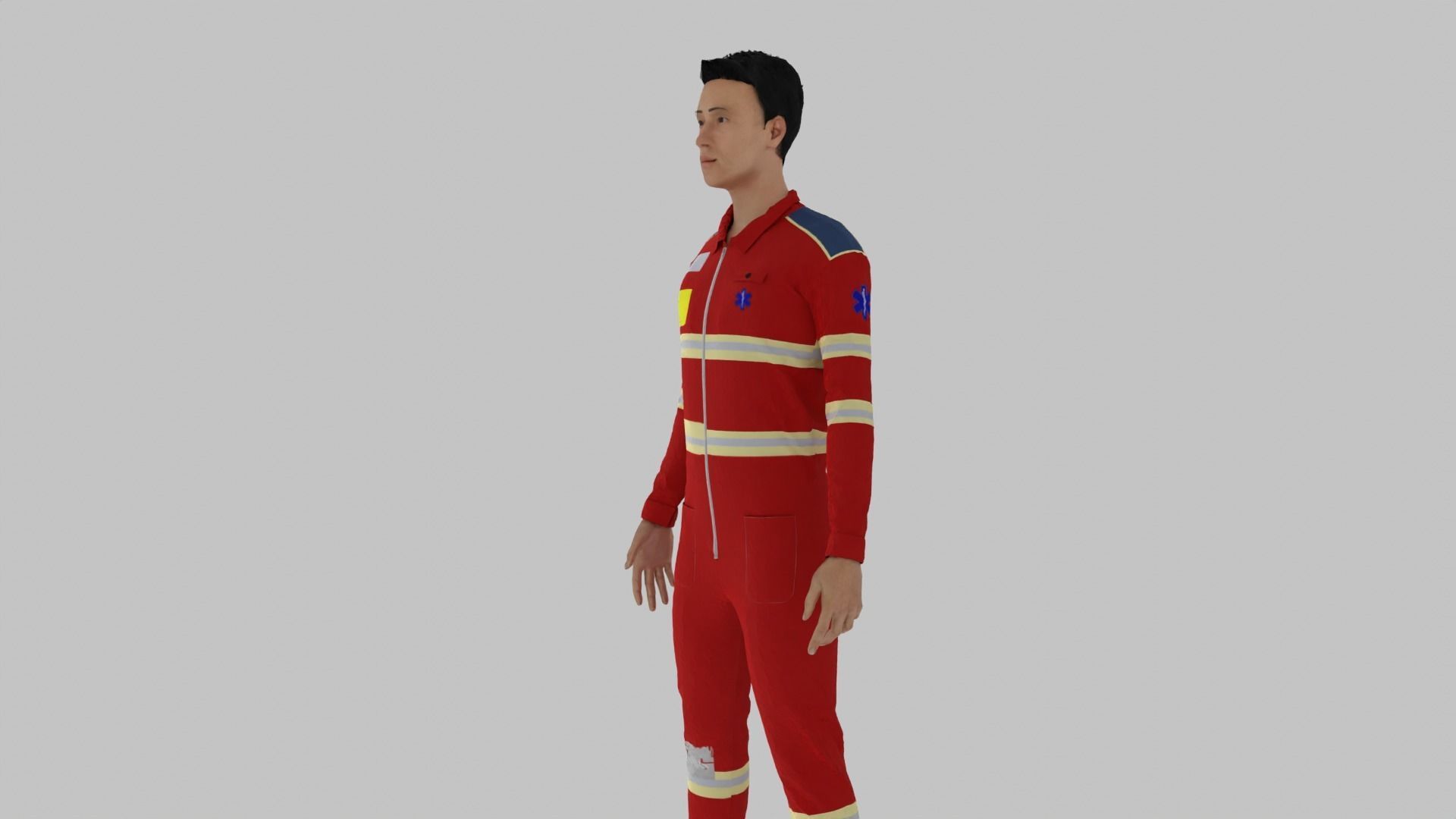 Paramedic man in suit Low-poly 3D model_7