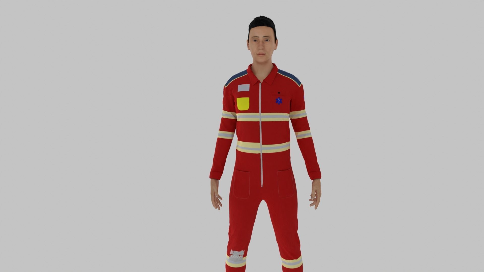 Paramedic man in suit Low-poly 3D model_3