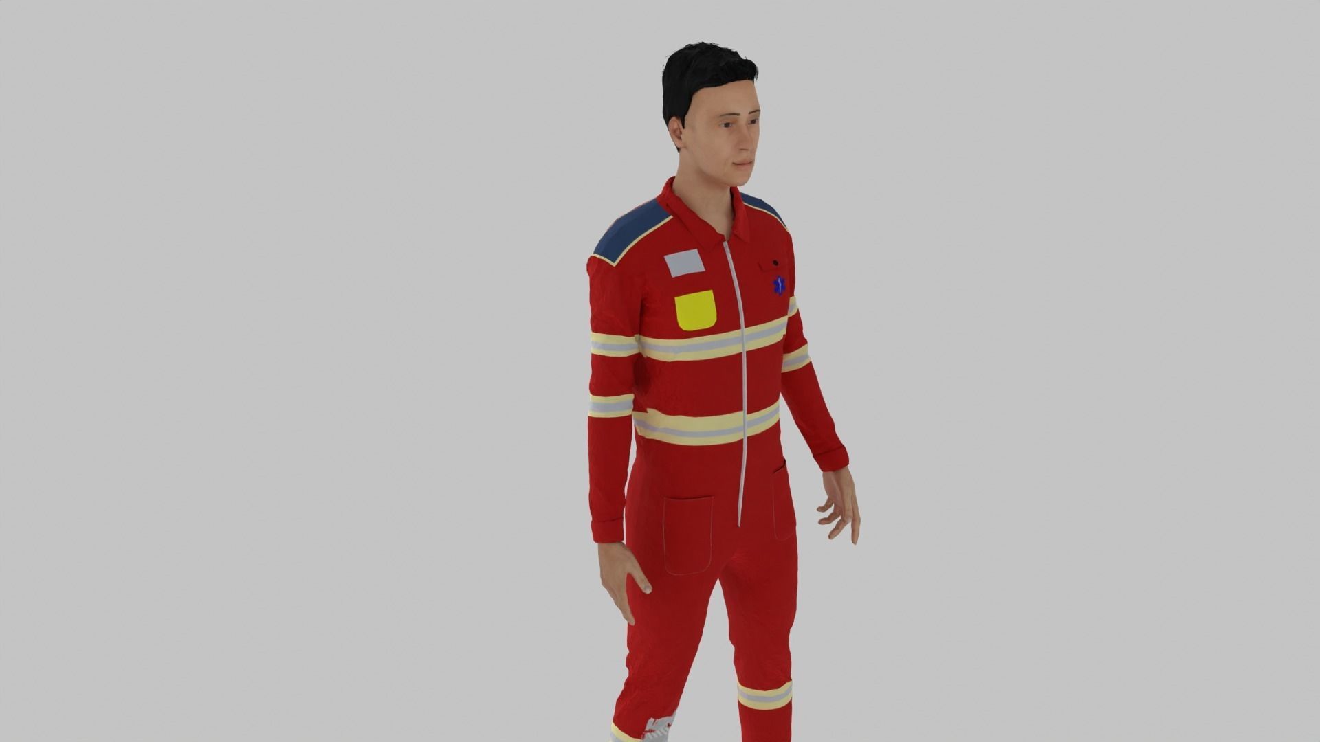 Paramedic man in suit Low-poly 3D model_1