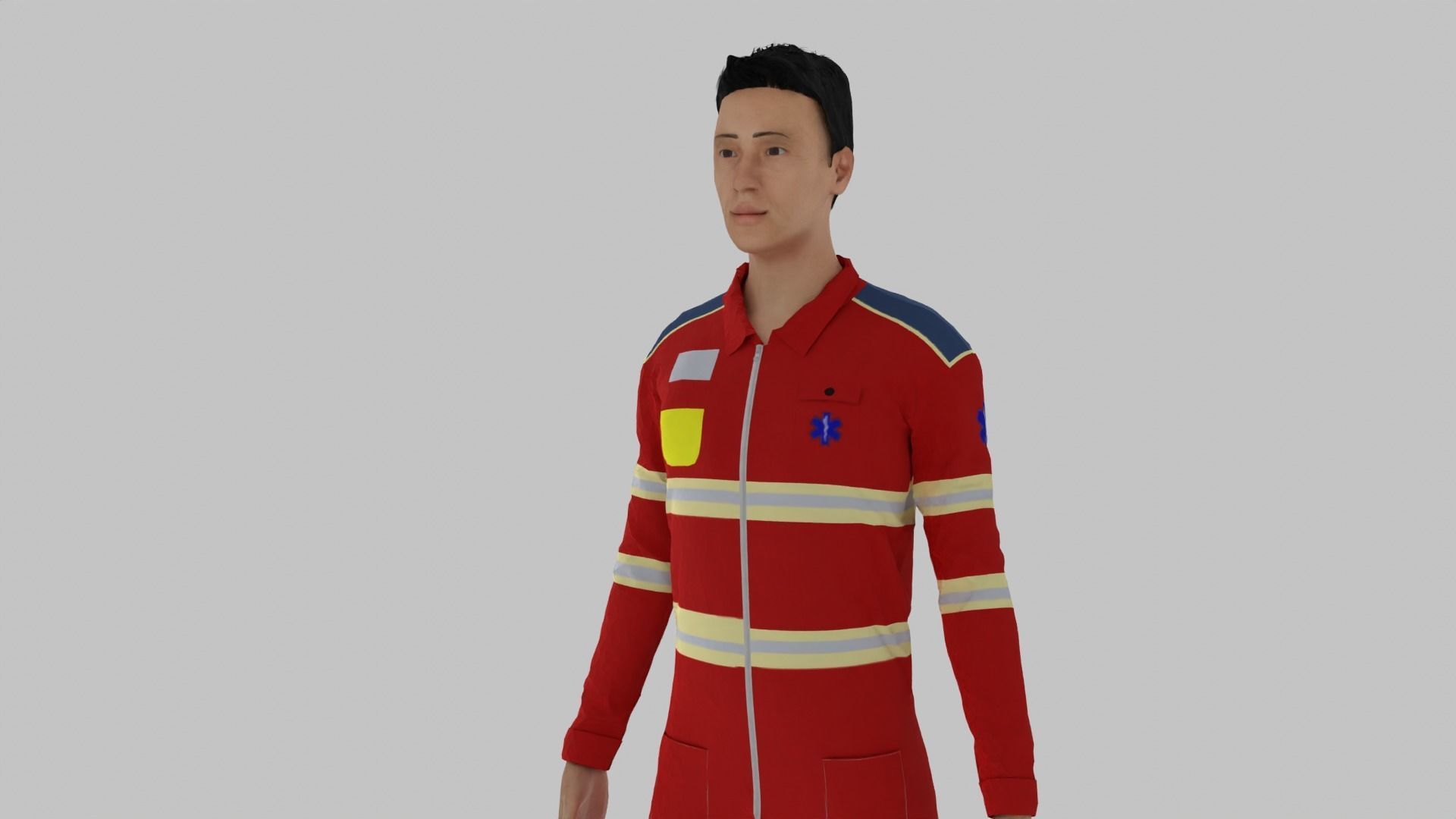 Paramedic man in suit Low-poly 3D model_2