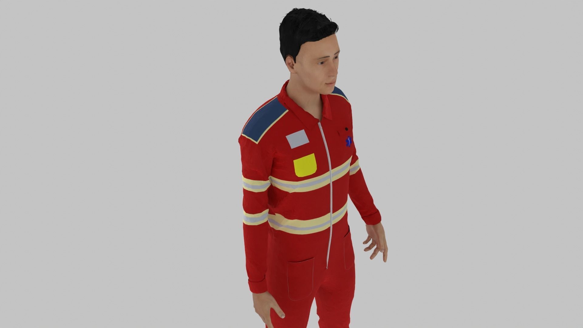 Paramedic man in suit Low-poly 3D model_5
