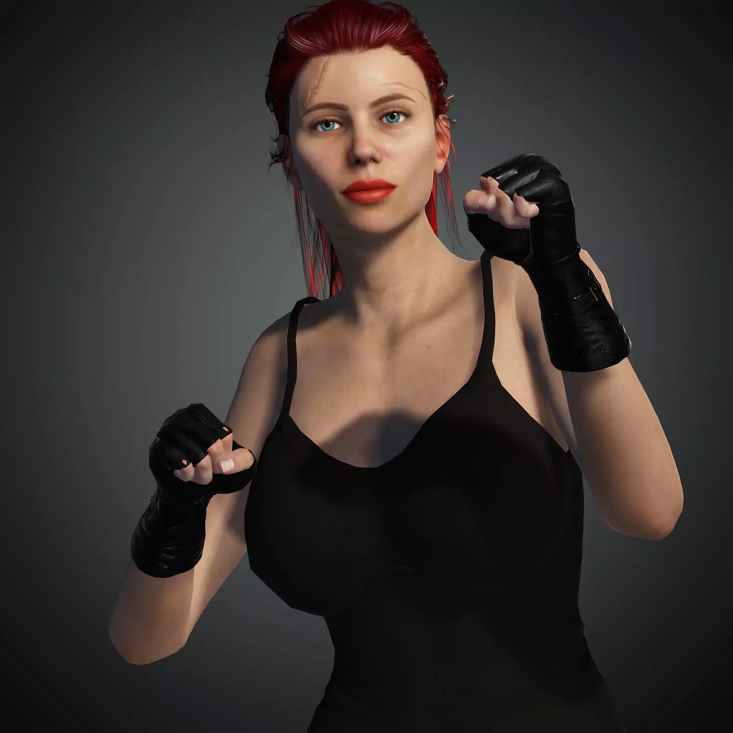 3D Bad Fighter Girl Realistic Model For Games and Animation Low-poly 3D model