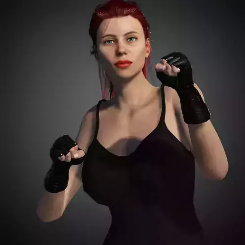 3D Bad Fighter Girl Realistic Model For Games and Animation  Low-poly 3D model