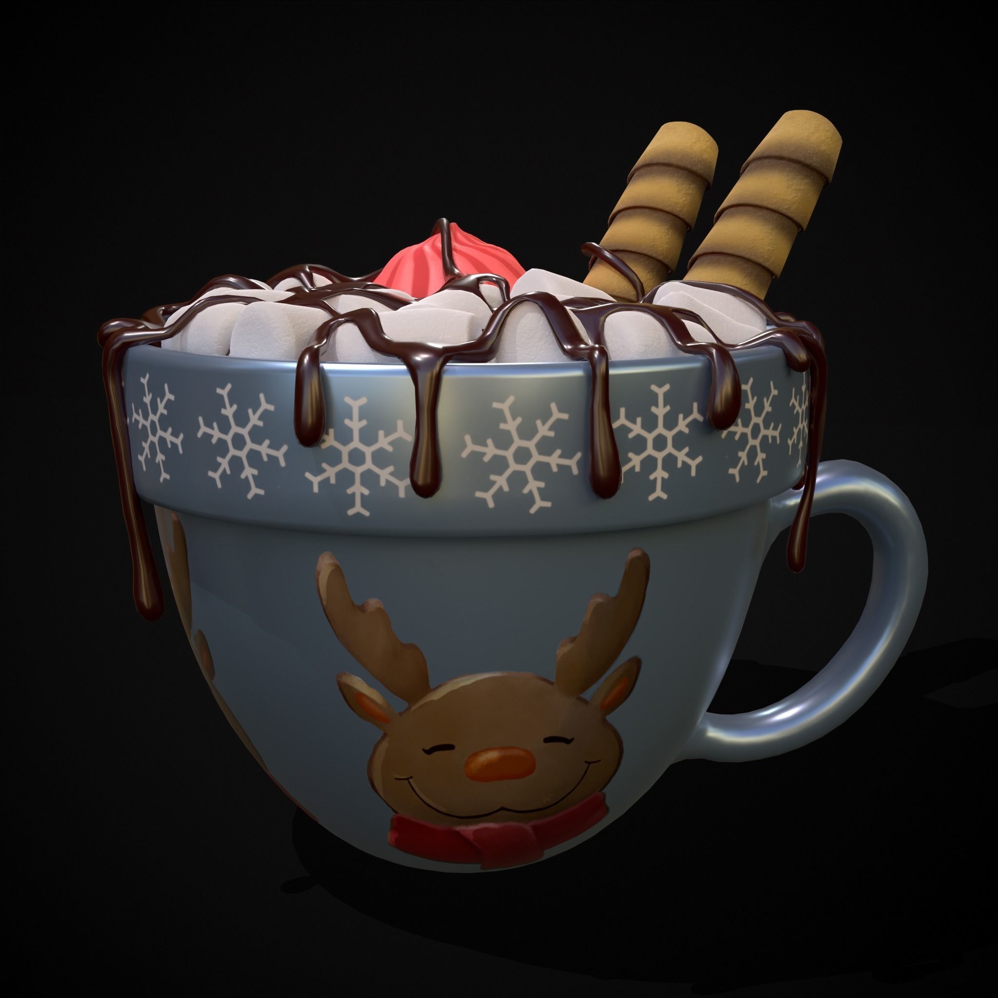Reindeer Hot Chocolate Low-poly 3D model_23
