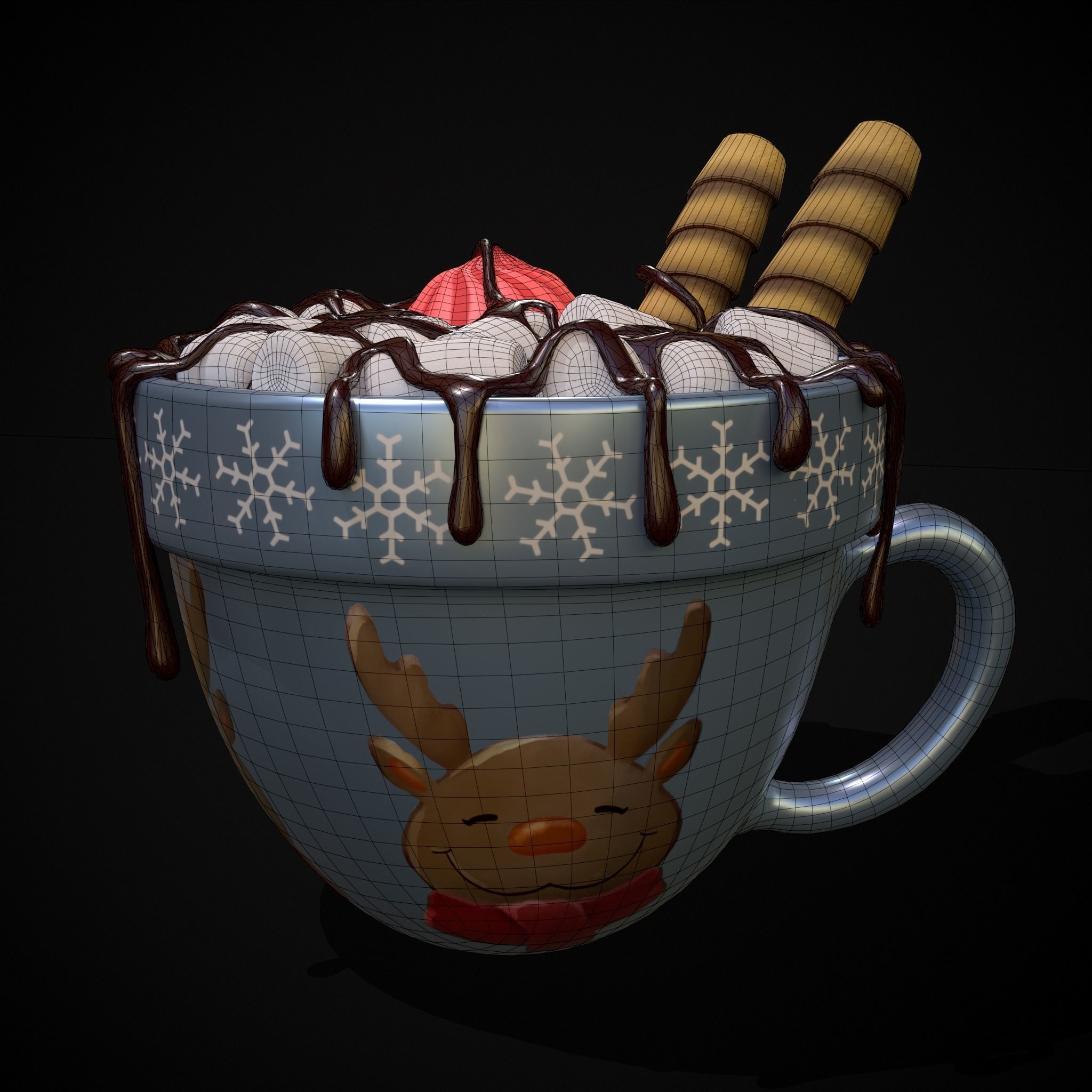 Reindeer Hot Chocolate Low-poly 3D model_24