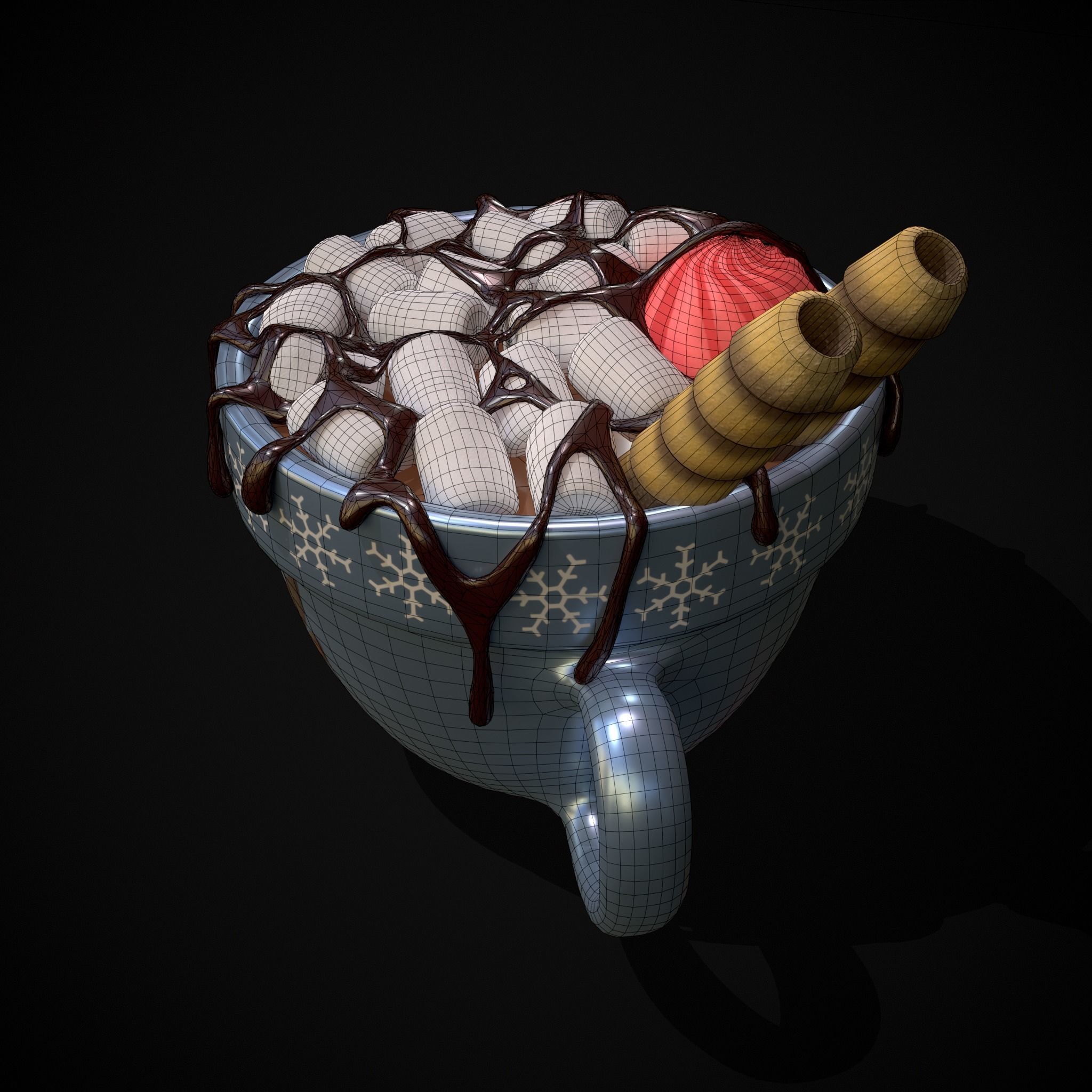 Reindeer Hot Chocolate Low-poly 3D model_10