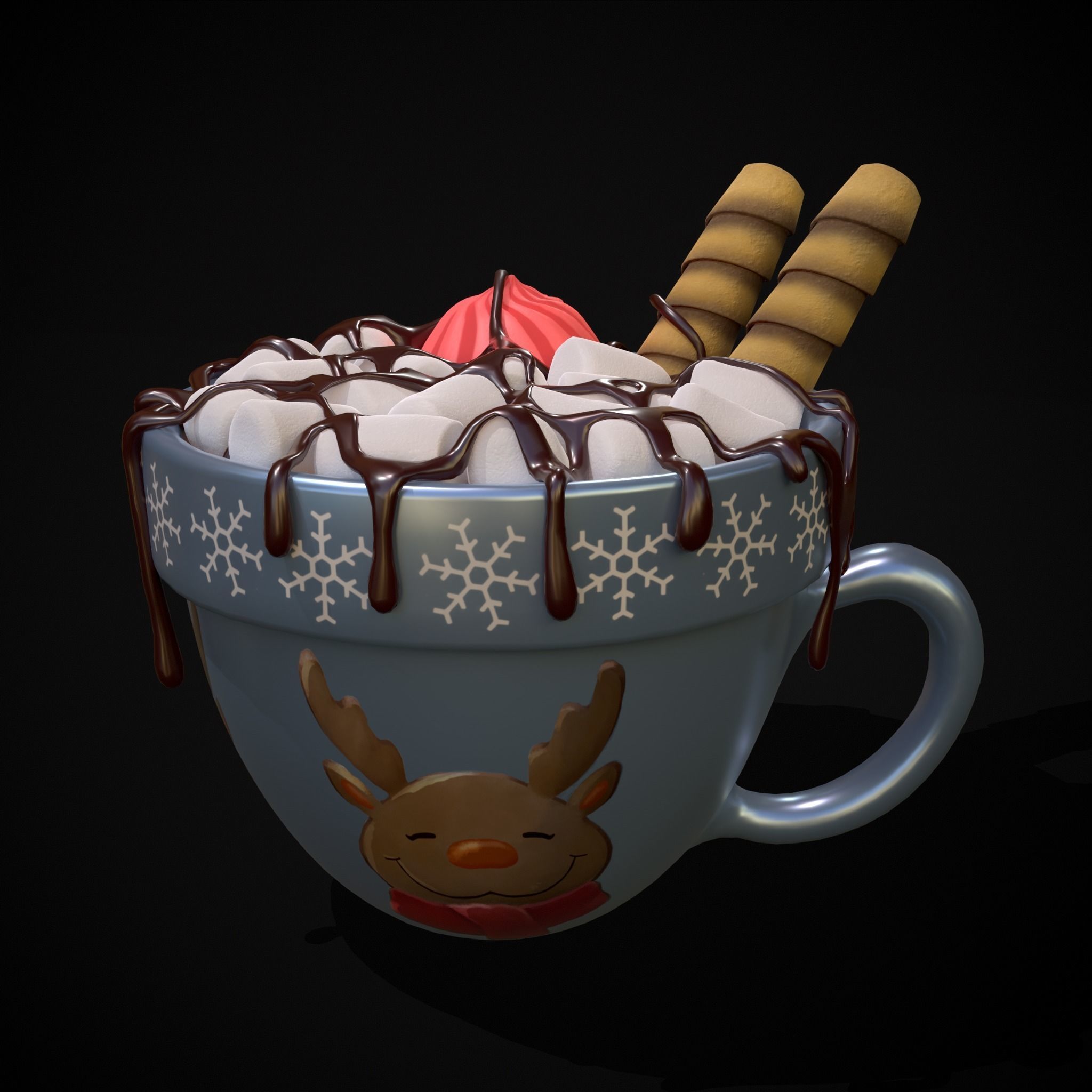 Reindeer Hot Chocolate Low-poly 3D model_19