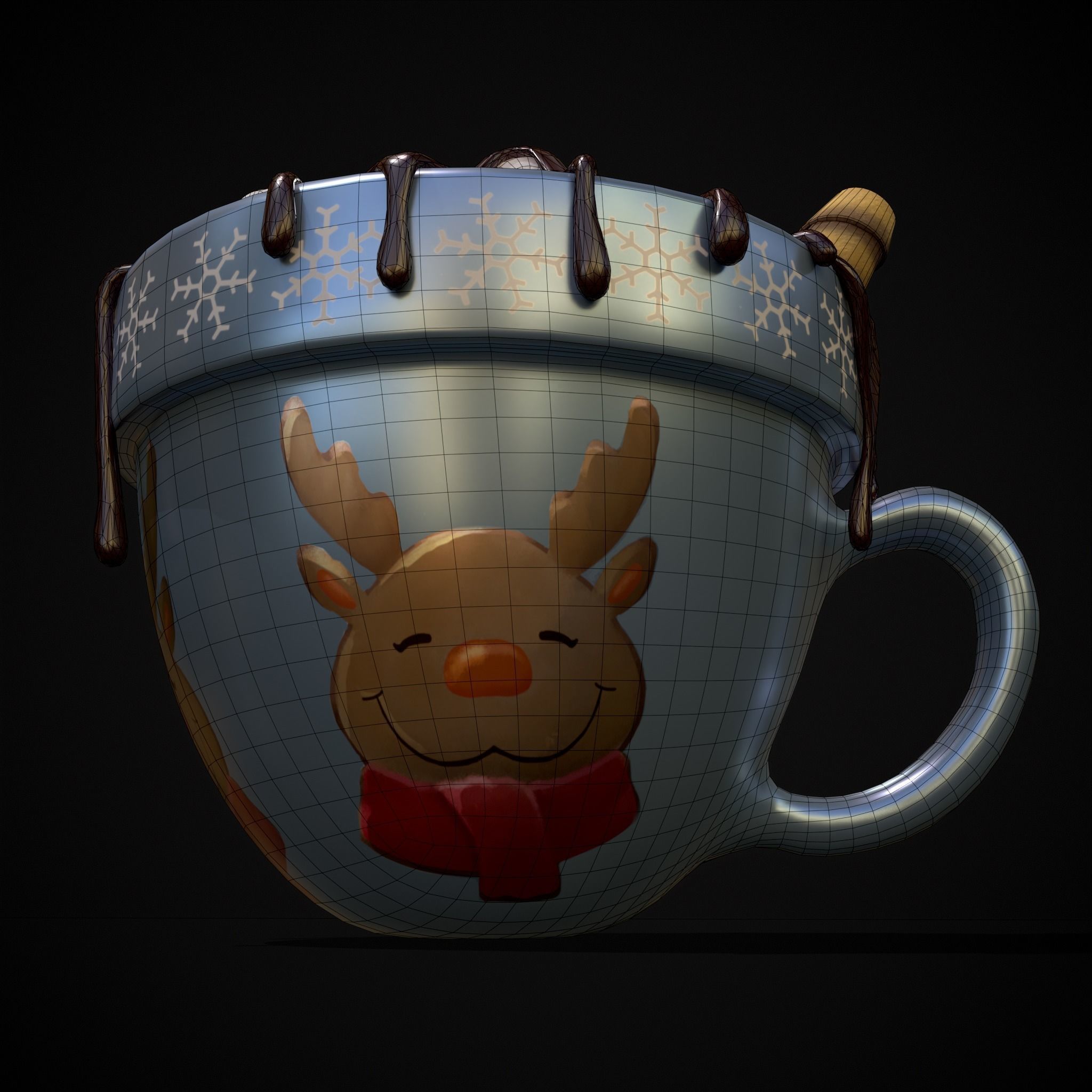 Reindeer Hot Chocolate Low-poly 3D model_18