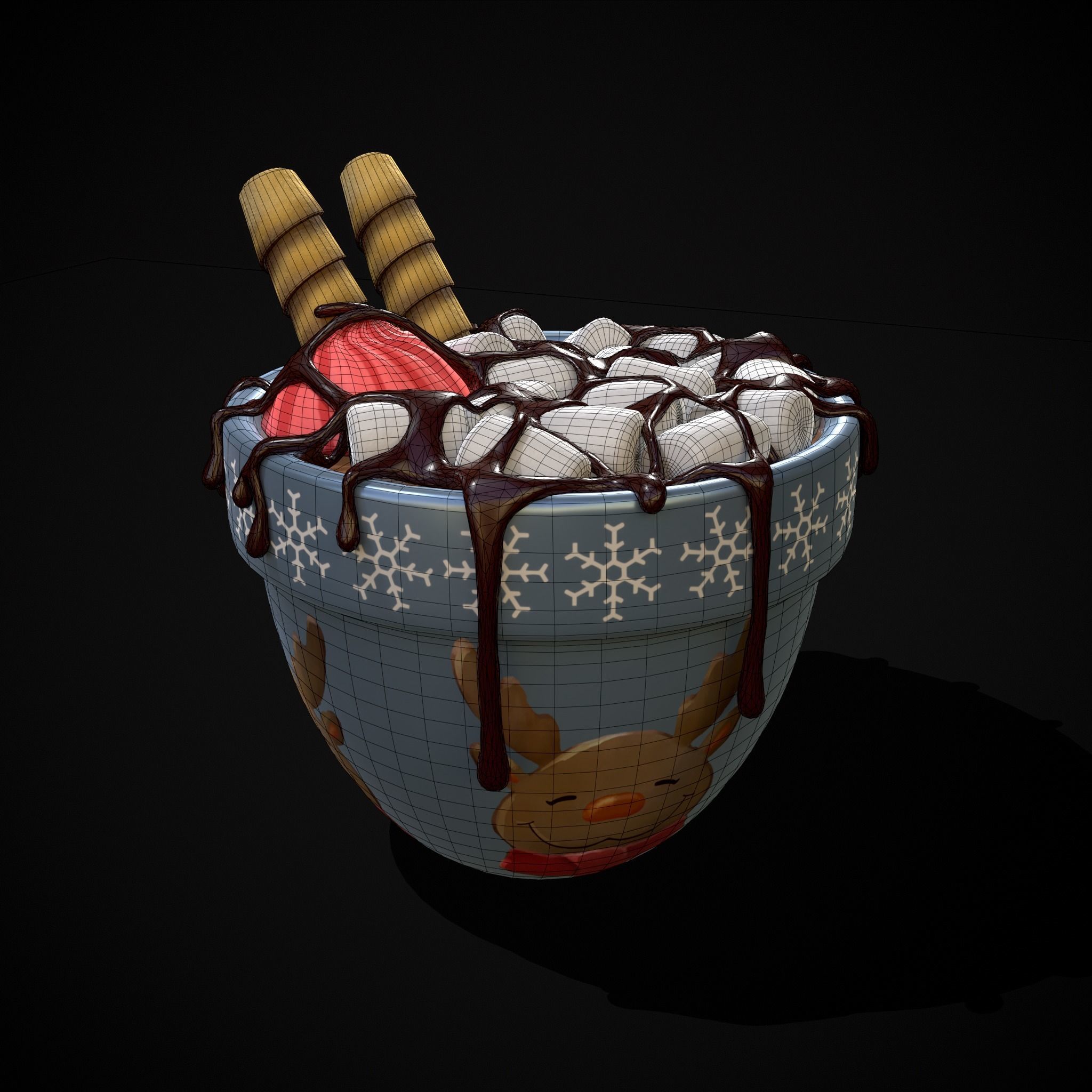 Reindeer Hot Chocolate Low-poly 3D model_4