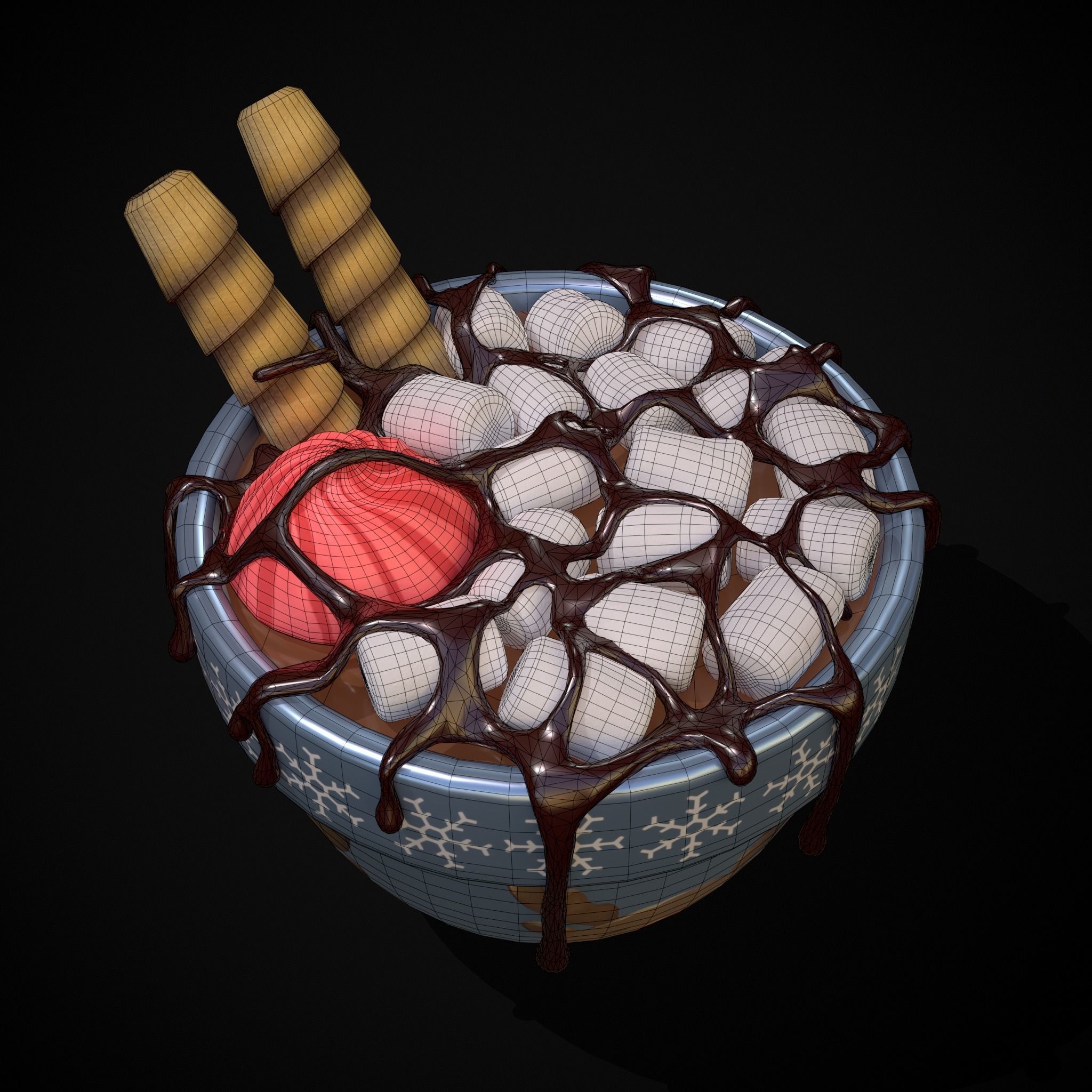 Reindeer Hot Chocolate Low-poly 3D model_30