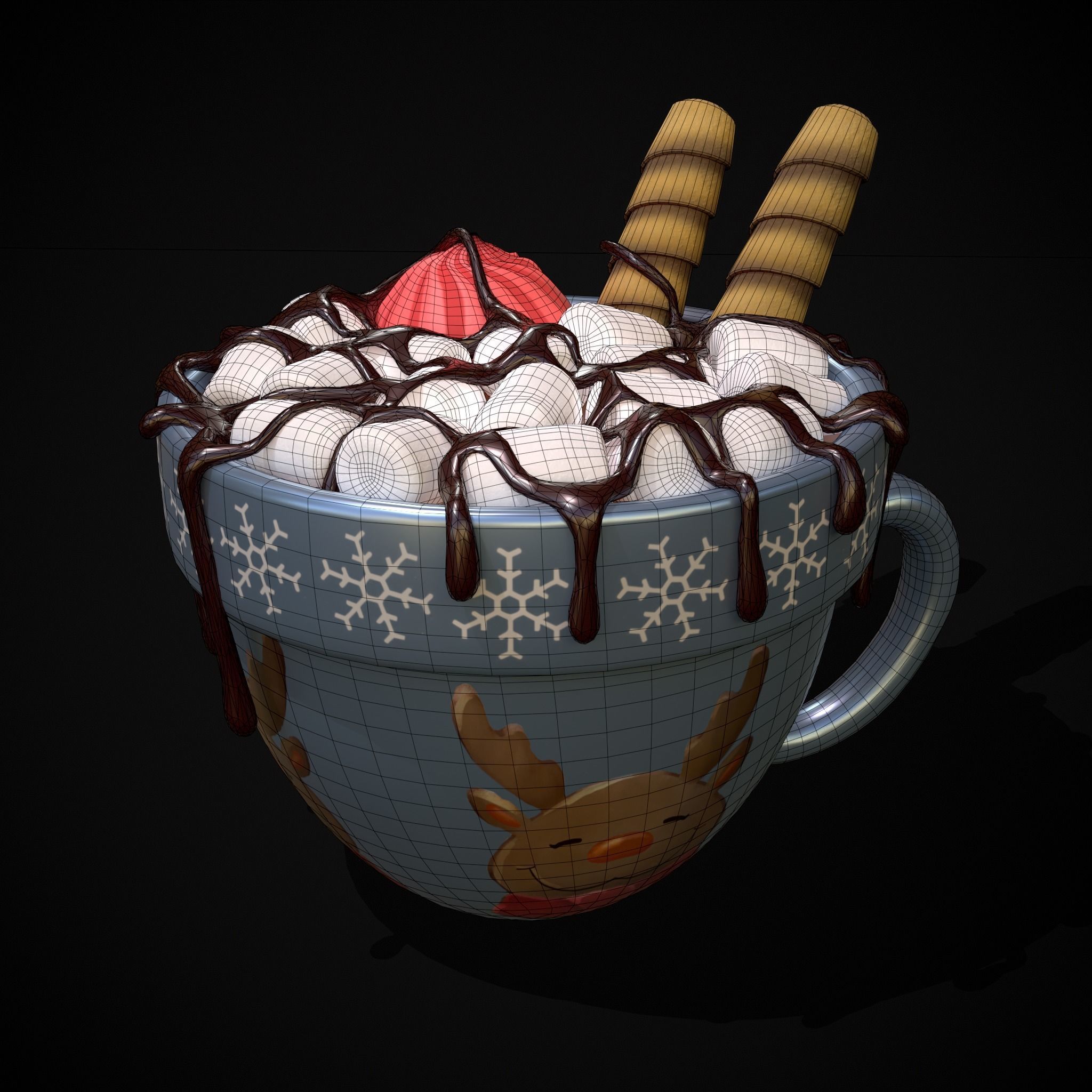 Reindeer Hot Chocolate Low-poly 3D model_12