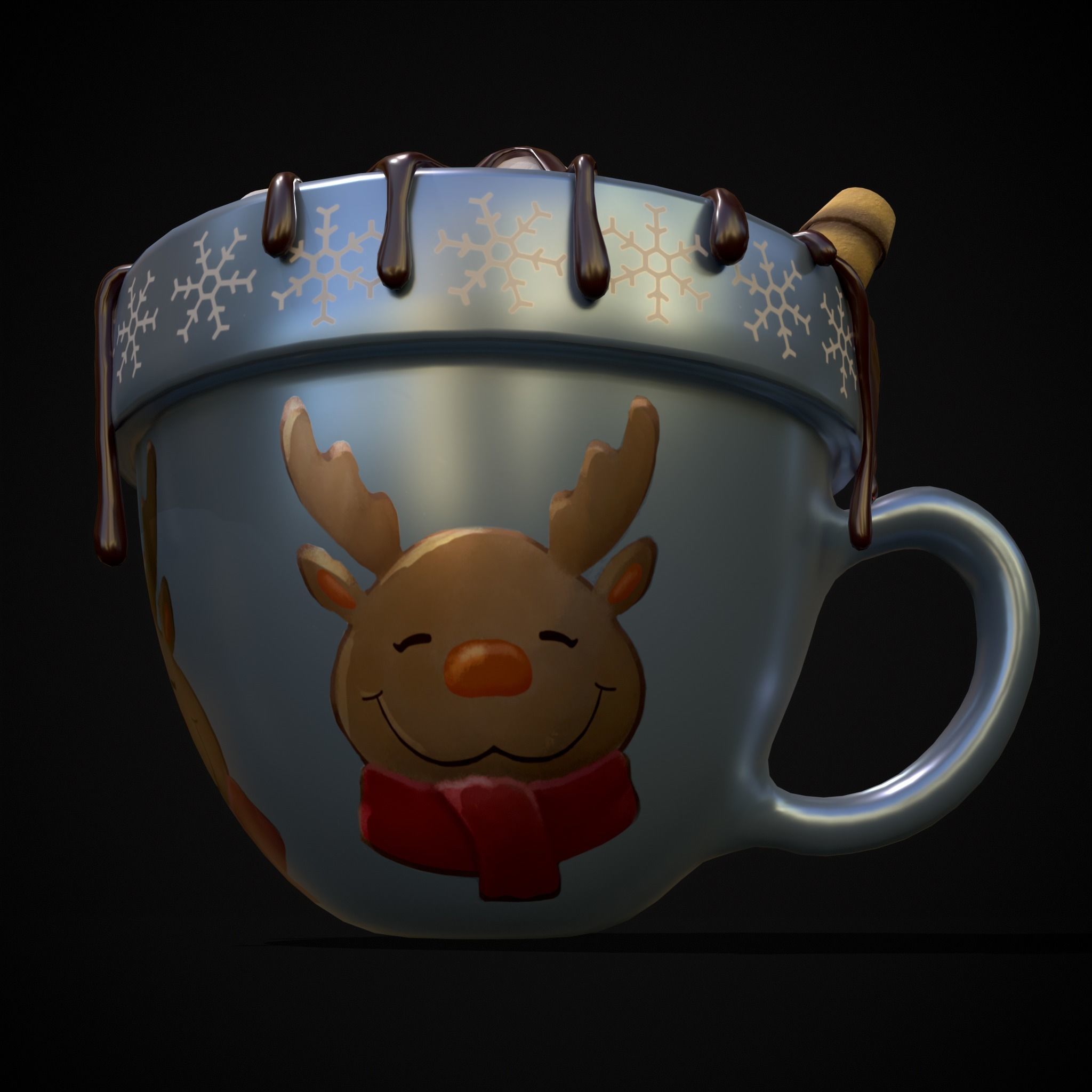 Reindeer Hot Chocolate Low-poly 3D model_17