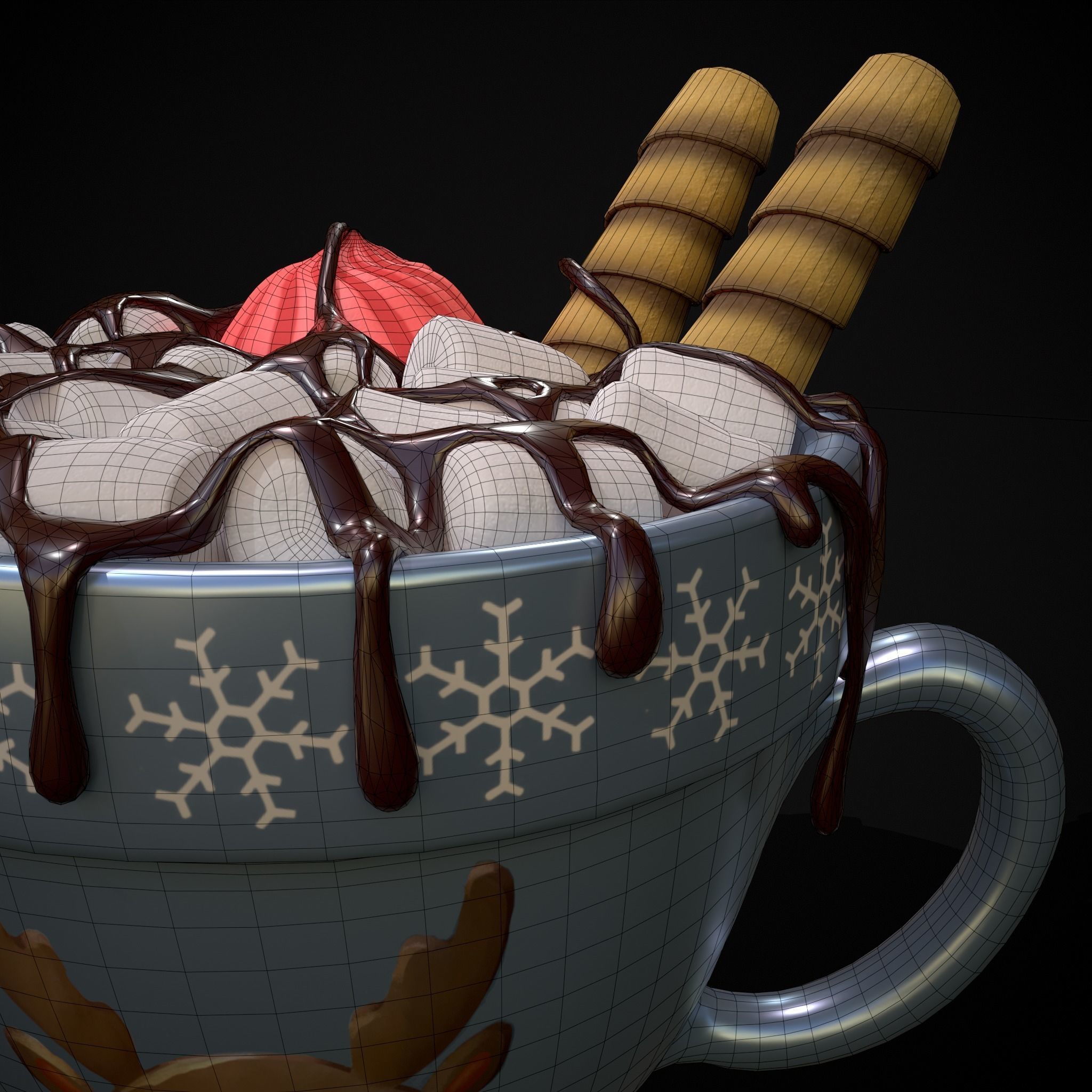 Reindeer Hot Chocolate Low-poly 3D model_14