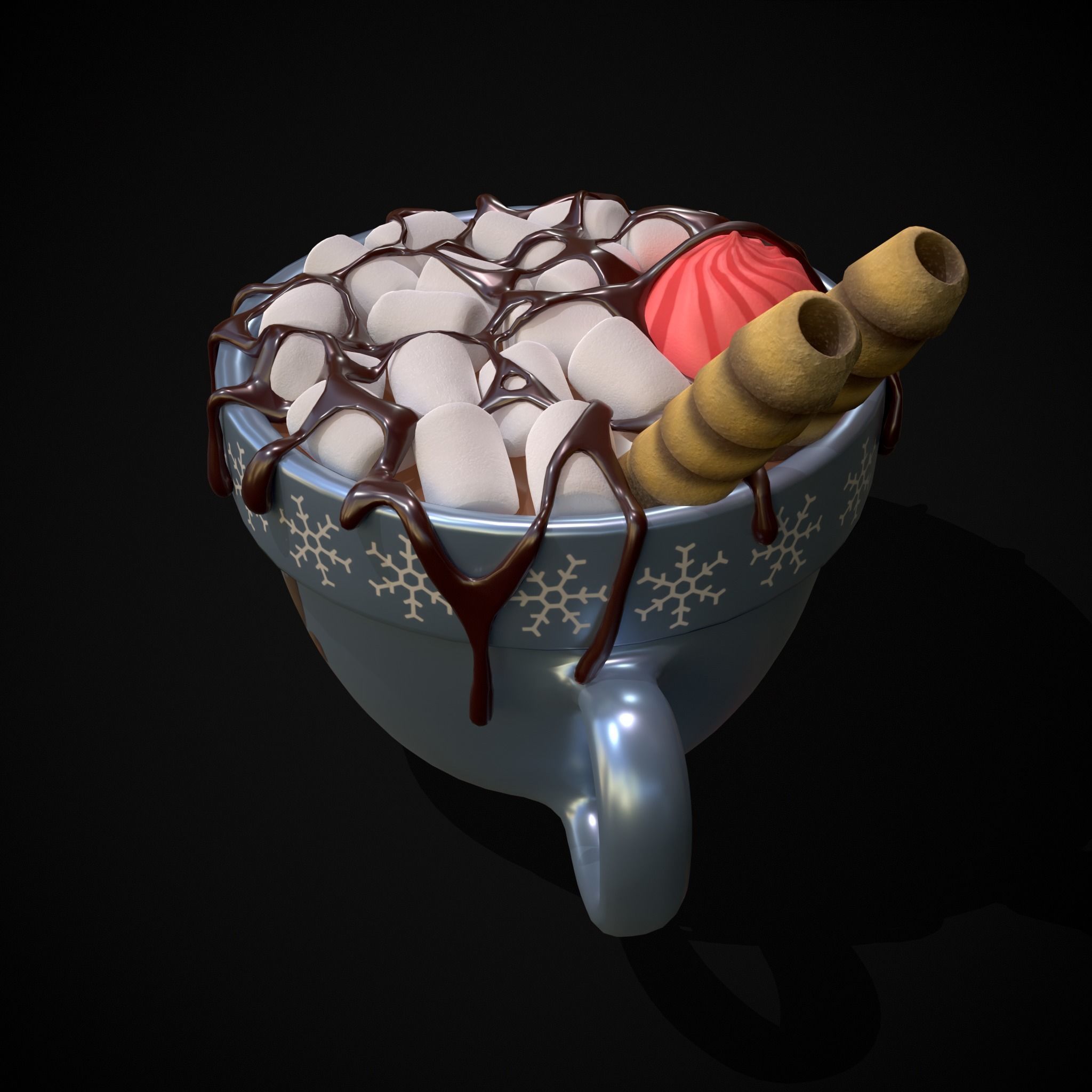 Reindeer Hot Chocolate Low-poly 3D model_9