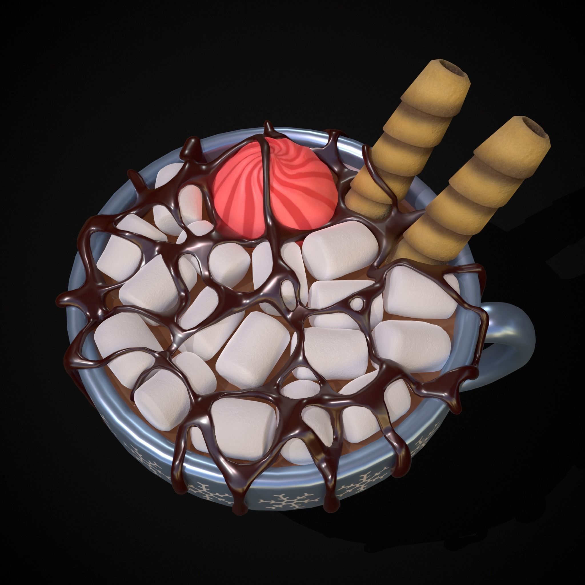 Reindeer Hot Chocolate Low-poly 3D model_21