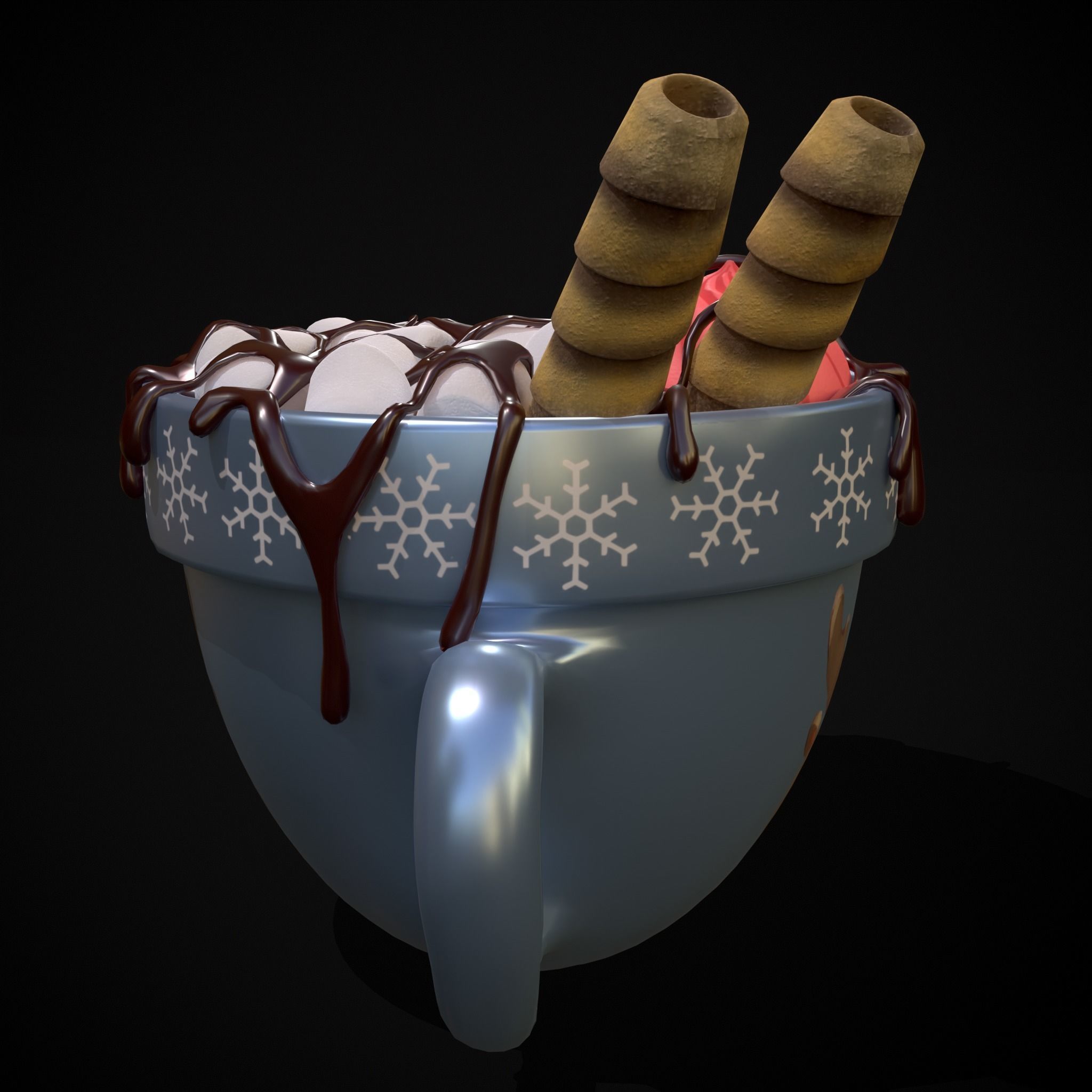 Reindeer Hot Chocolate Low-poly 3D model_25