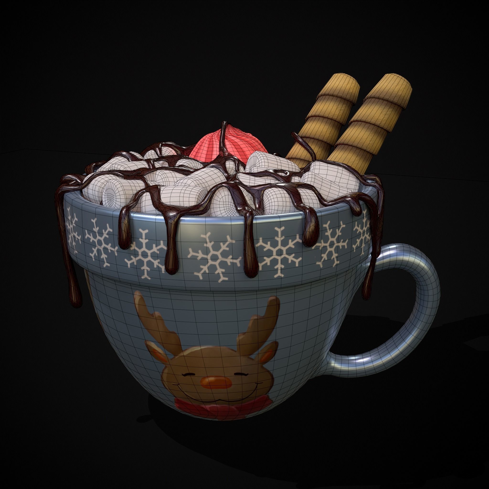 Reindeer Hot Chocolate Low-poly 3D model_20