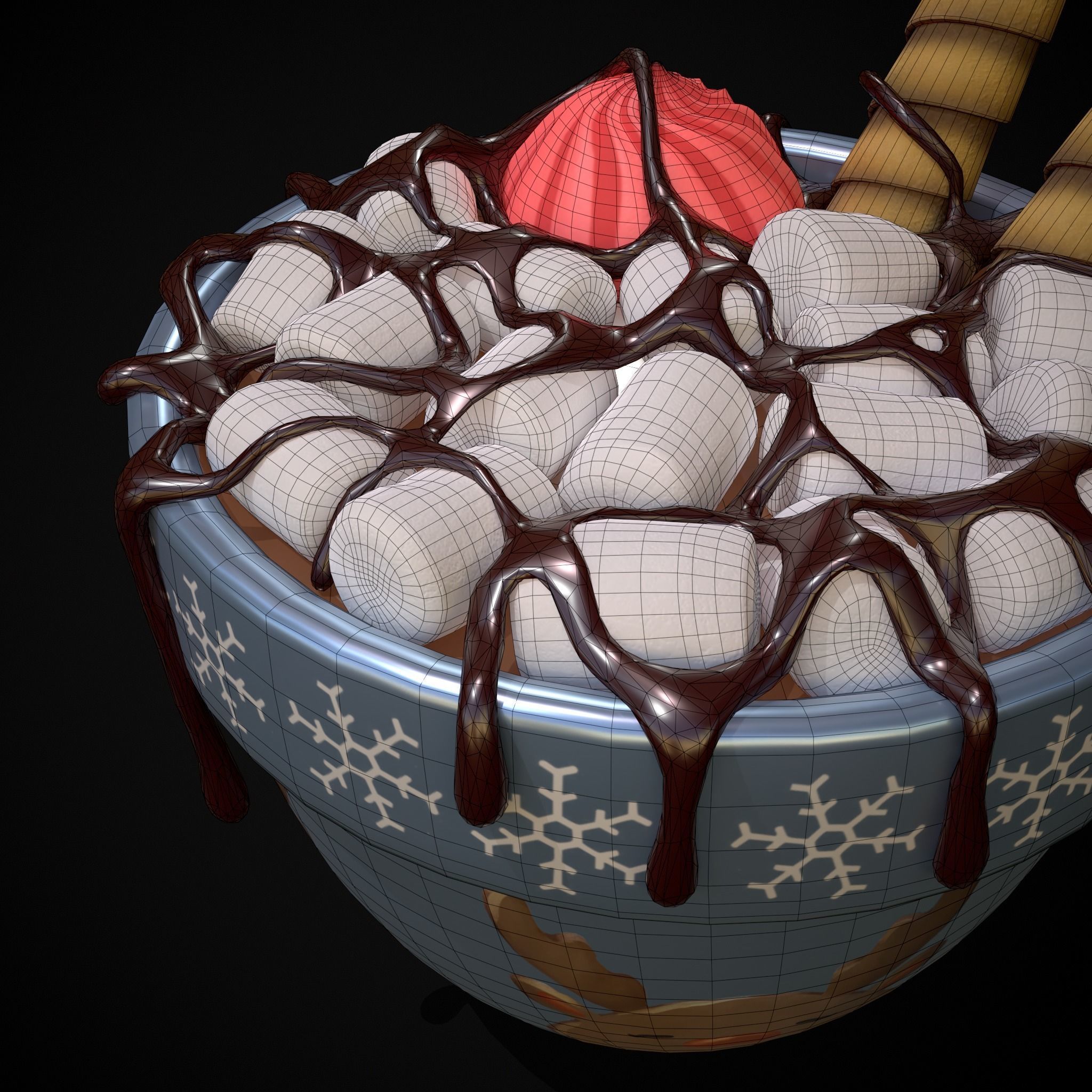 Reindeer Hot Chocolate Low-poly 3D model_16