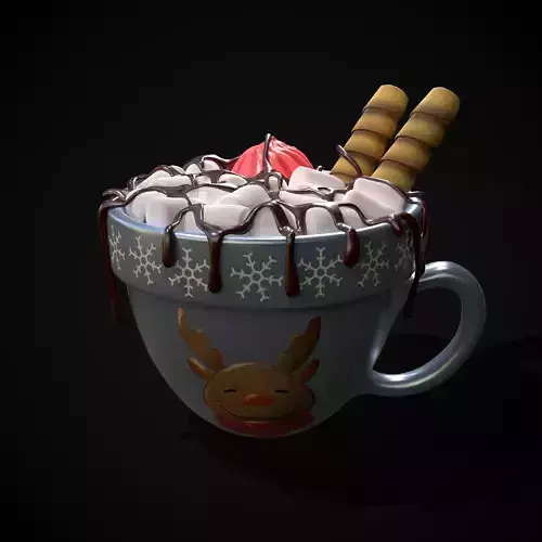 Reindeer Hot Chocolate Low-poly 3D model