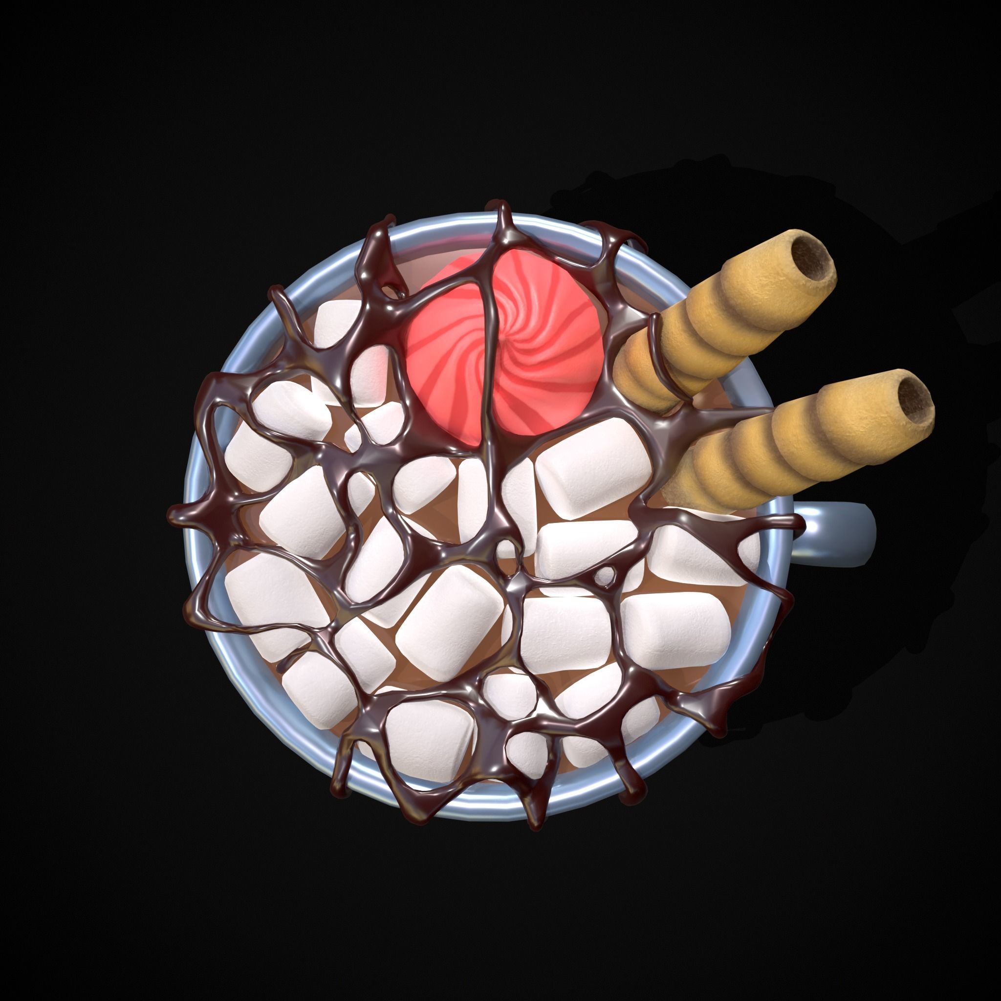 Reindeer Hot Chocolate Low-poly 3D model_5