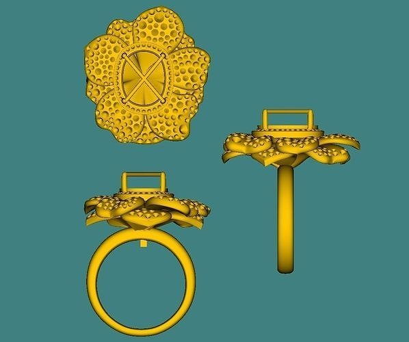 Flower ring 3D print model