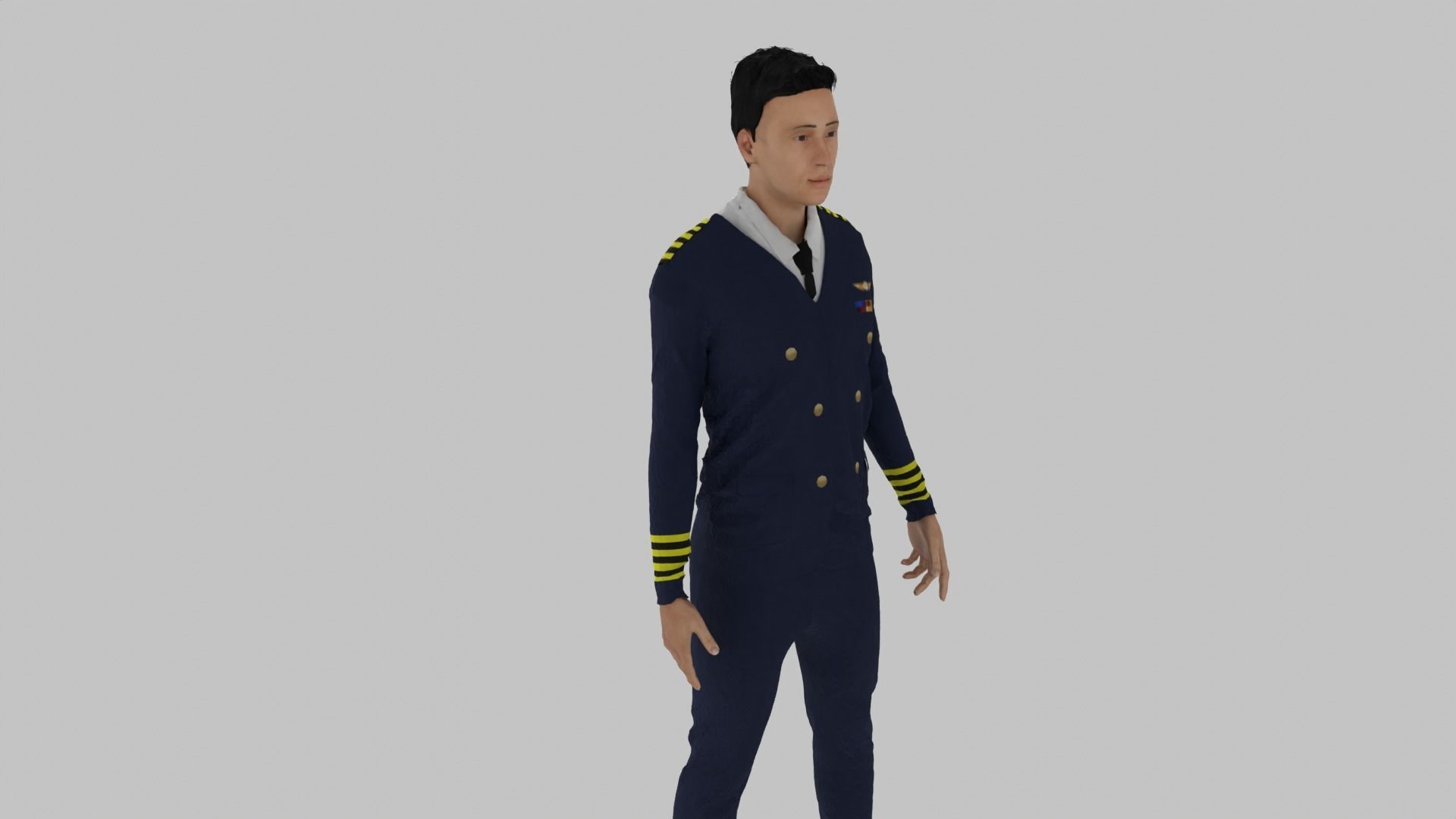 Pilot male in uniform Low-poly 3D model_1