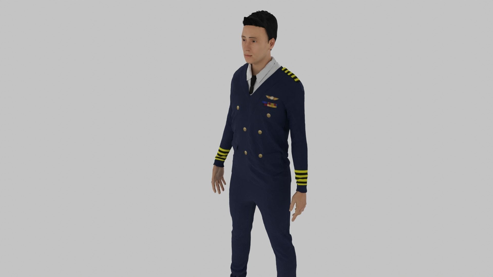 Pilot male in uniform Low-poly 3D model_4