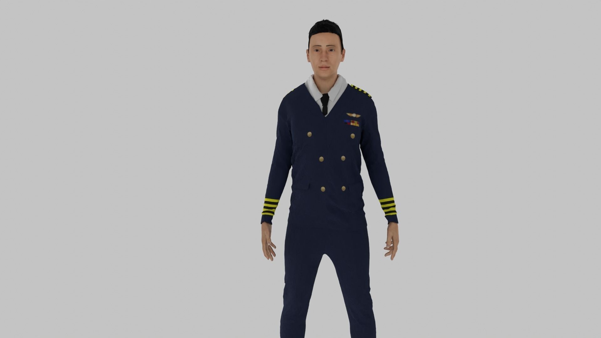 Pilot male in uniform Low-poly 3D model_3