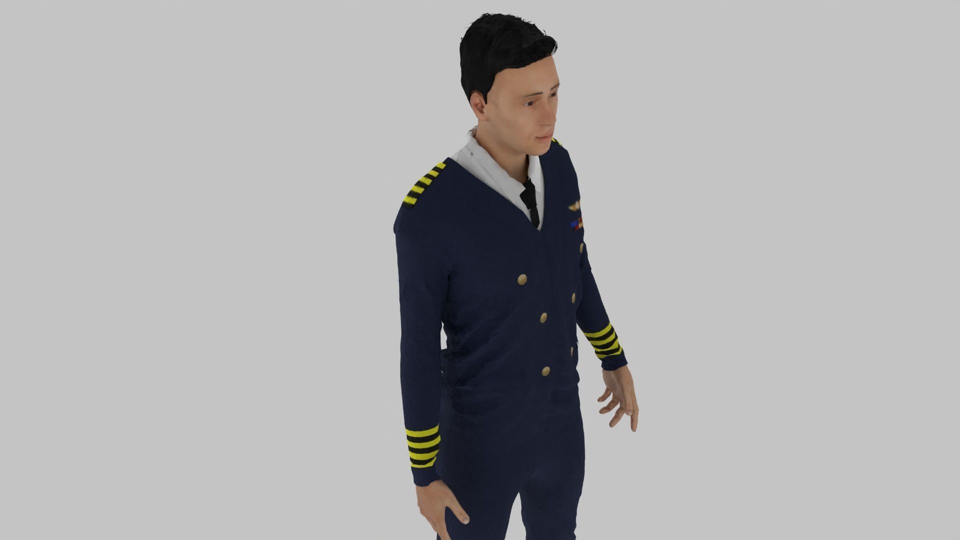 Pilot male in uniform Low-poly 3D model_5