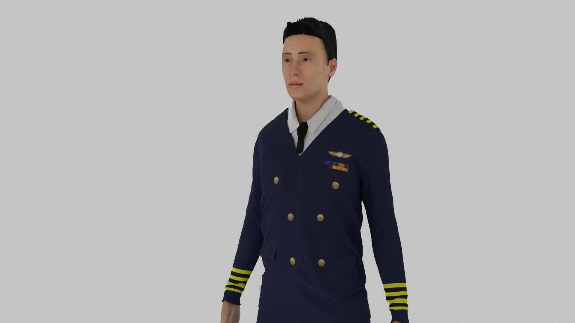 Pilot male in uniform Low-poly 3D model_2