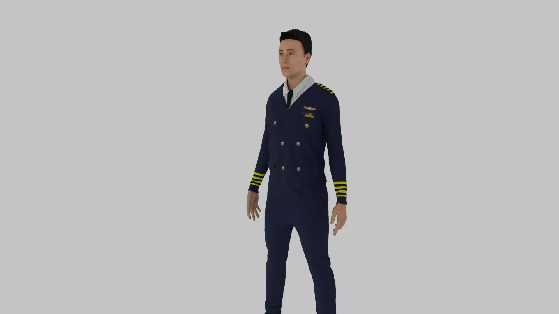 Pilot male in uniform Low-poly 3D model_0