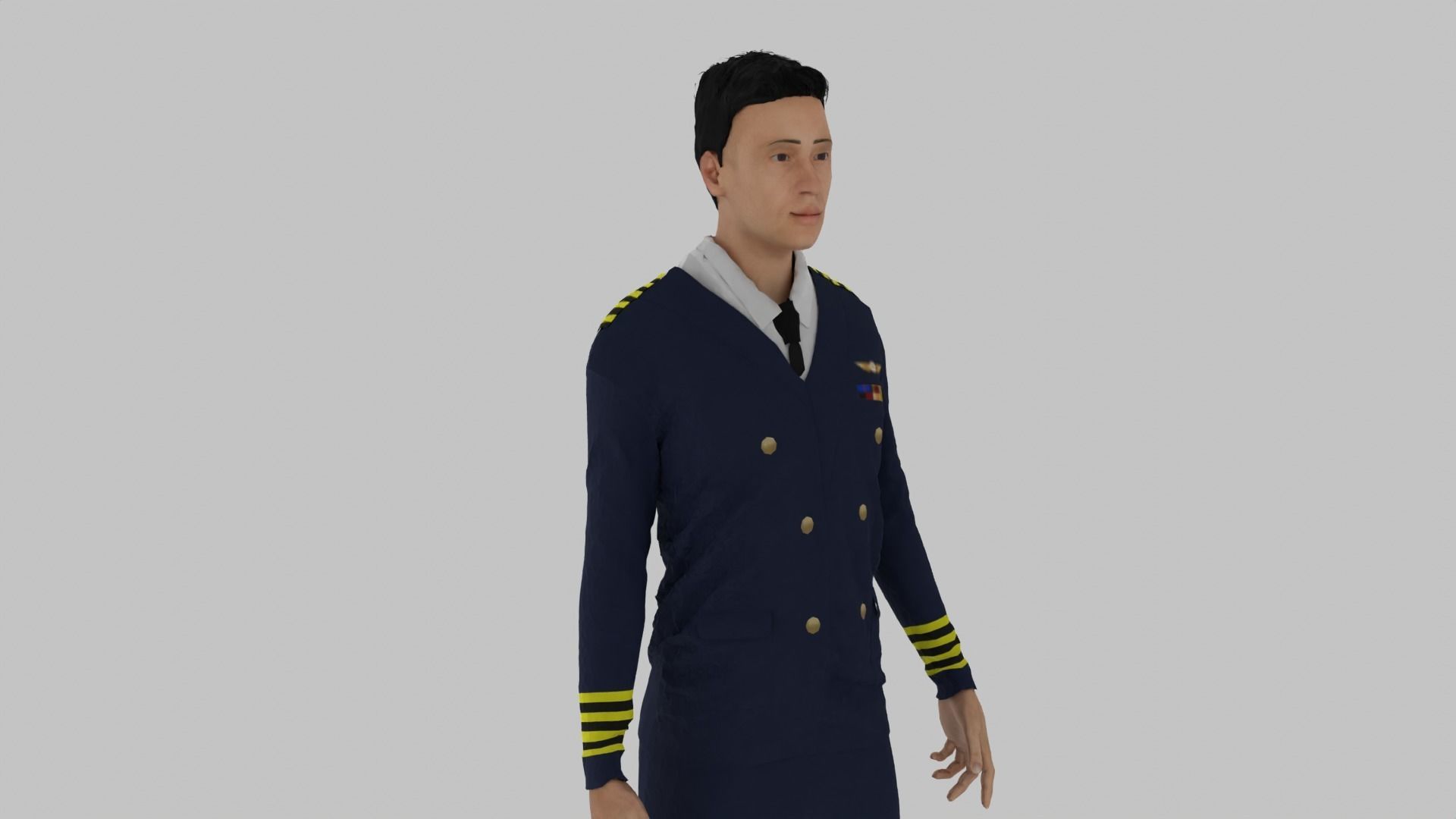 Pilot male in uniform Low-poly 3D model_6