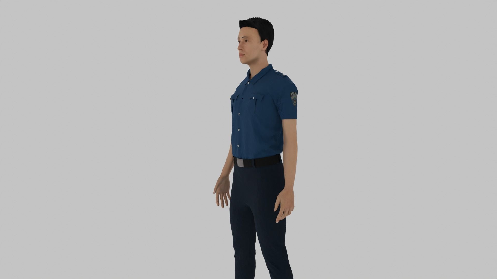 Policeman man in shirt and pants Low-poly 3D model_7