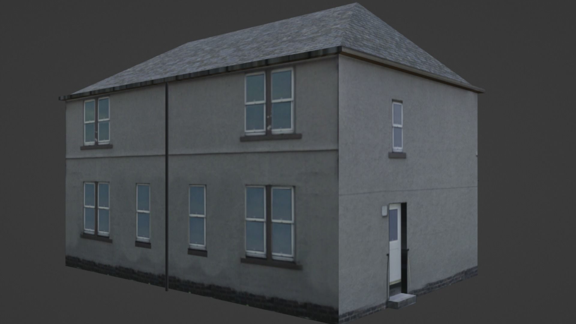 Semi-Detached Scottish Generic House 001 Low-poly 3D model_1