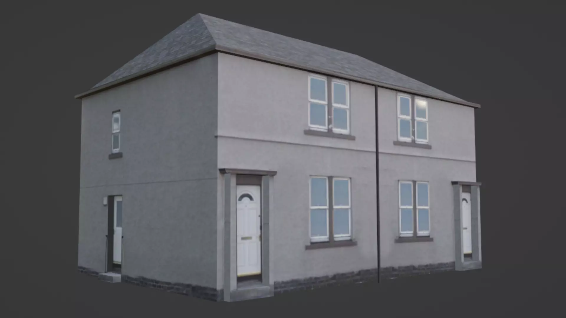 Semi-Detached Scottish Generic House 001 Low-poly 3D model_0