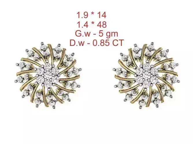 Women Stud Earrings 3dm STL OBJ FBX Details 3D print model