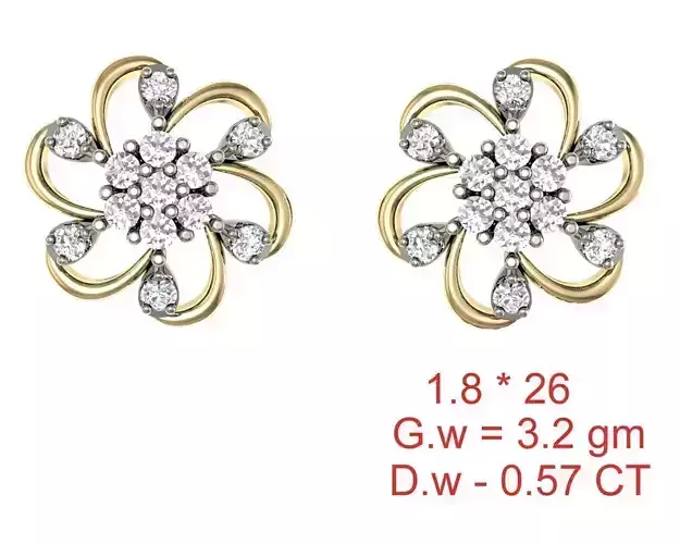 Women Stud Earrings 3dm STL OBJ FBX Details