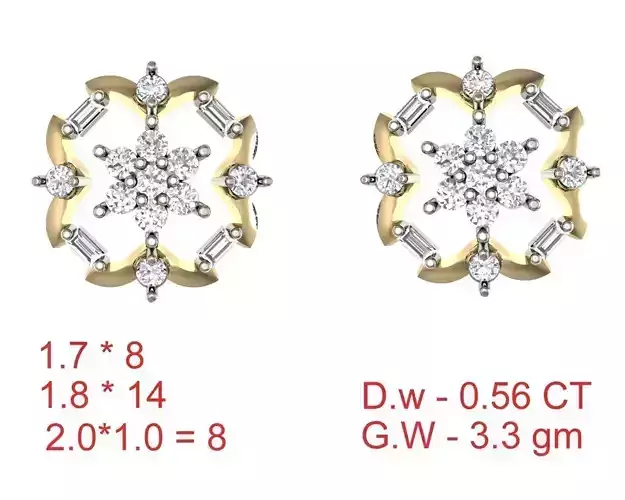 Women Stud Earrings 3dm STL OBJ FBX Details