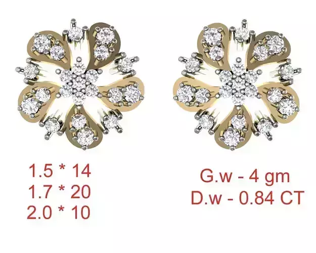 Women Stud Earrings 3dm STL OBJ FBX Details
