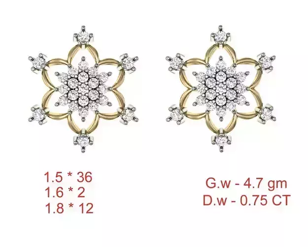 Women Stud Earrings 3dm STL OBJ FBX Details