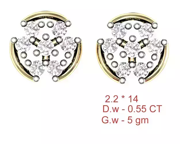 Women Stud Earrings 3dm STL OBJ FBX Details