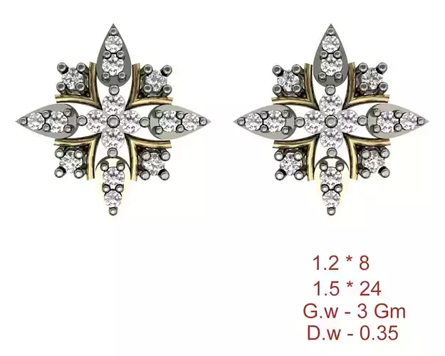 Women Stud Earrings 3dm STL OBJ FBX Details