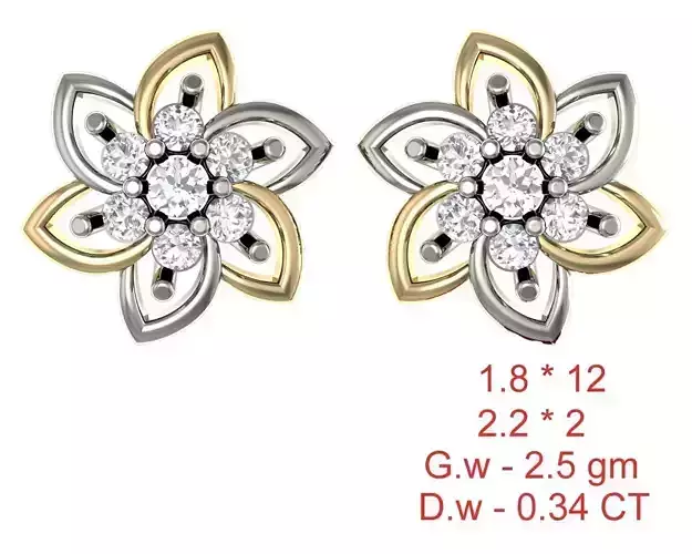 Women Stud Earrings 3dm STL OBJ FBX Details