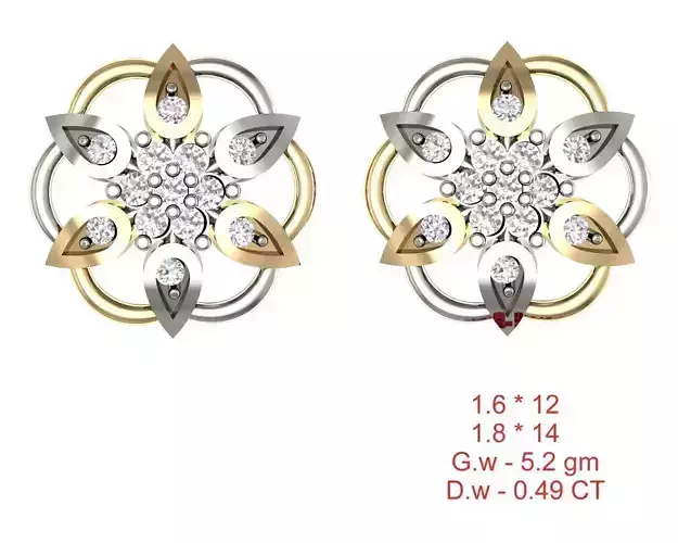 Women Stud Earrings 3dm STL OBJ FBX Details