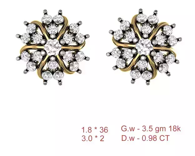 Women Stud Earrings 3dm STL OBJ FBX Details