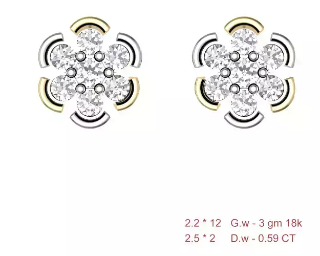 Women Stud Earrings 3dm STL OBJ FBX Details